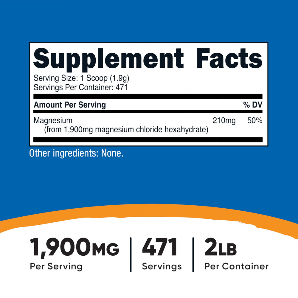 Nutricost Magnesium Chloride packaging highlighting vegetarian-friendly formulation.