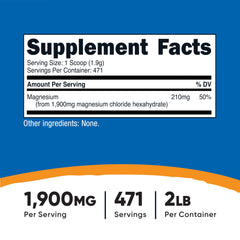 Nutricost Magnesium Chloride packaging highlighting vegetarian-friendly formulation.