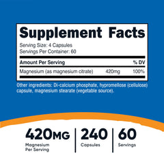 Nutricost Magnesium Citrate capsules inside bottle illustrating plant-based daily use.