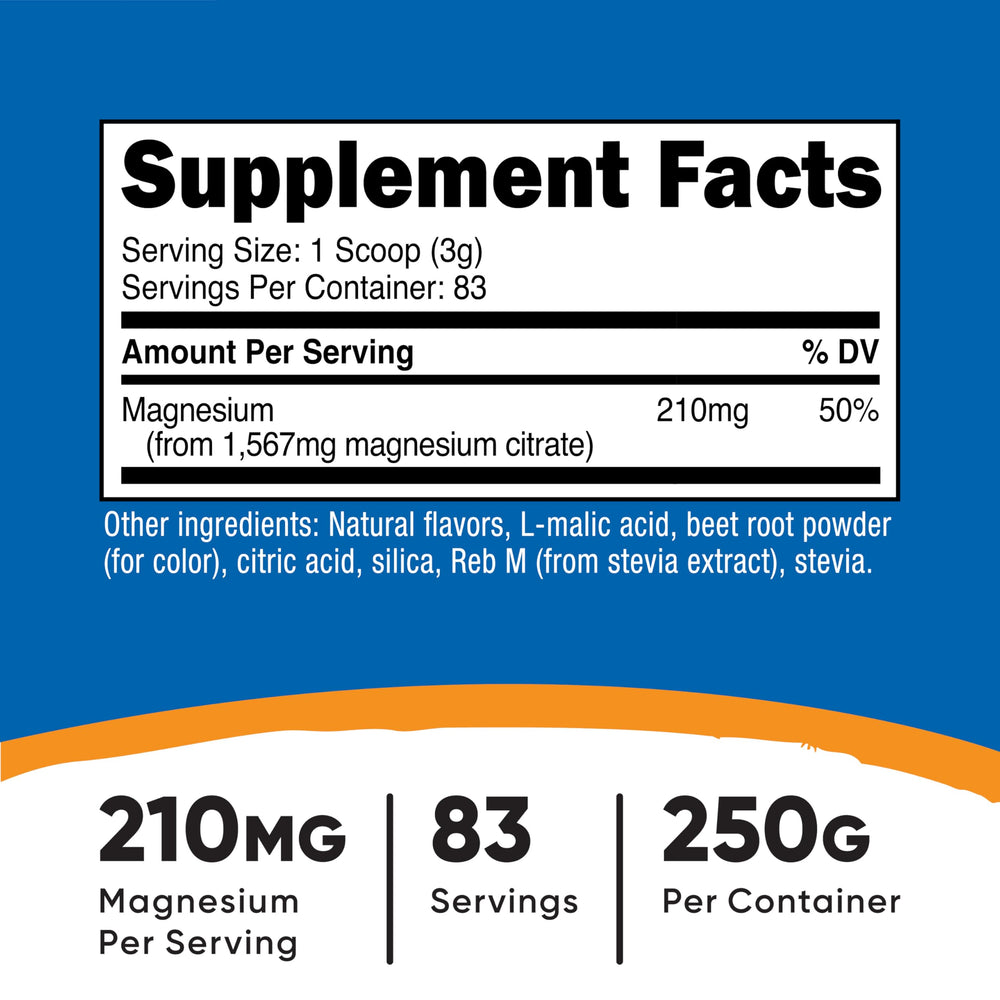 Nutricost magnesium citrate powder dissolving in water to show mixability and flavor.