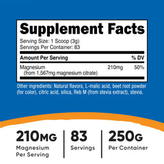 Nutricost magnesium citrate powder dissolving in water to show mixability and flavor.