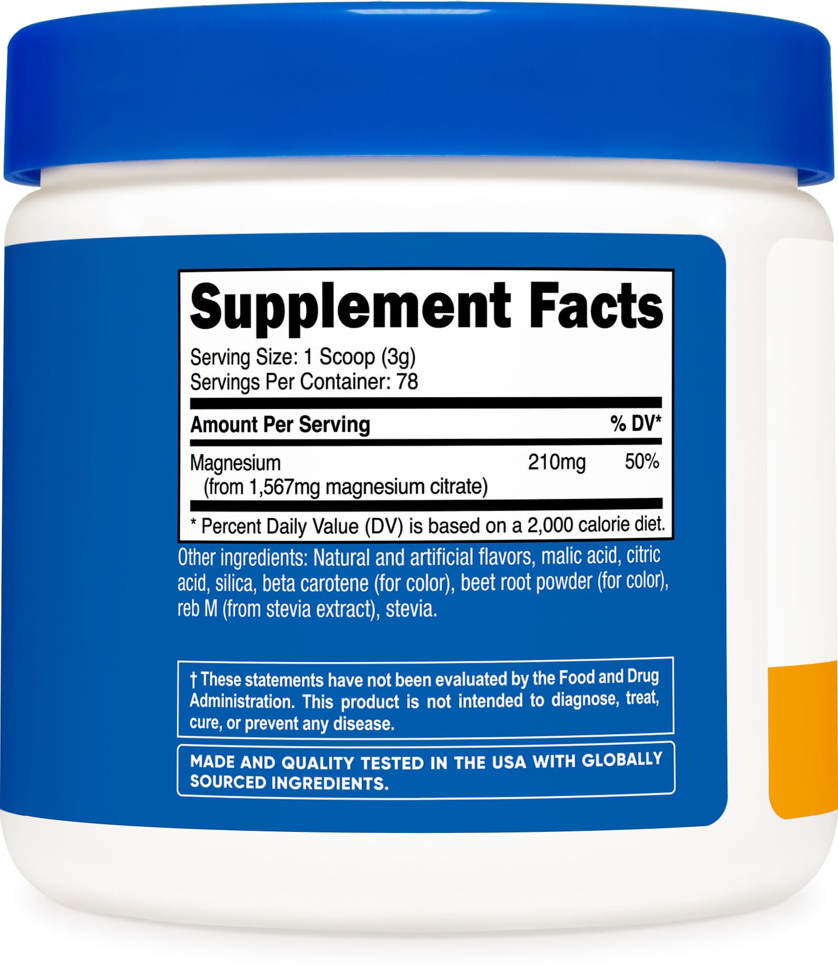 Nutricost Magnesium Citrate Powder Peach Mango scoop ready for daily dose.