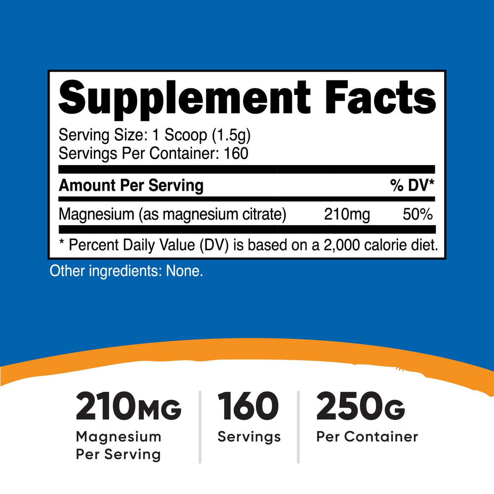 Nutricost Magnesium Citrate Powder scoop highlights precise serving