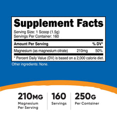 Nutricost Magnesium Citrate Powder scoop highlights precise serving