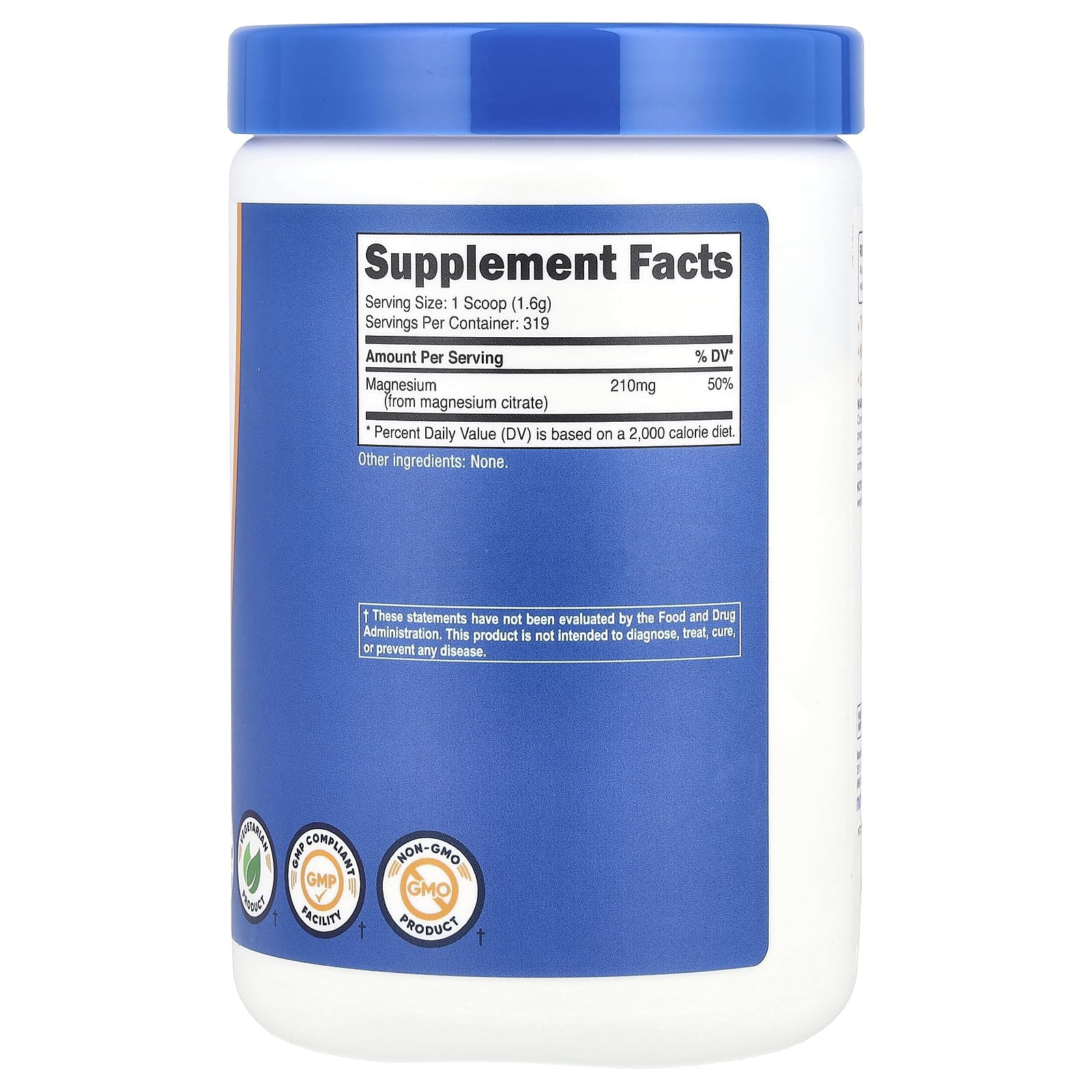 Nutricost Magnesium Citrate Powder serving scoop close-up, convenient supplement routine.