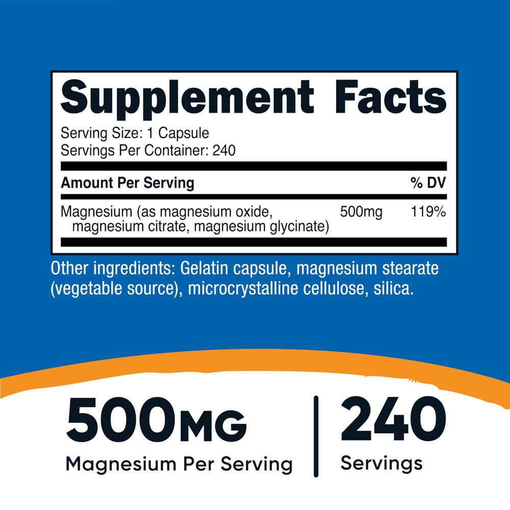 Nutricost Magnesium Complex capsules laid out for daily dosage