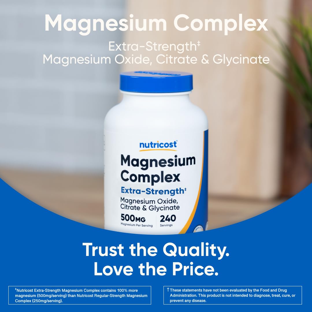 Nutricost Magnesium Complex bottle in a kitchen drawer for daily use.