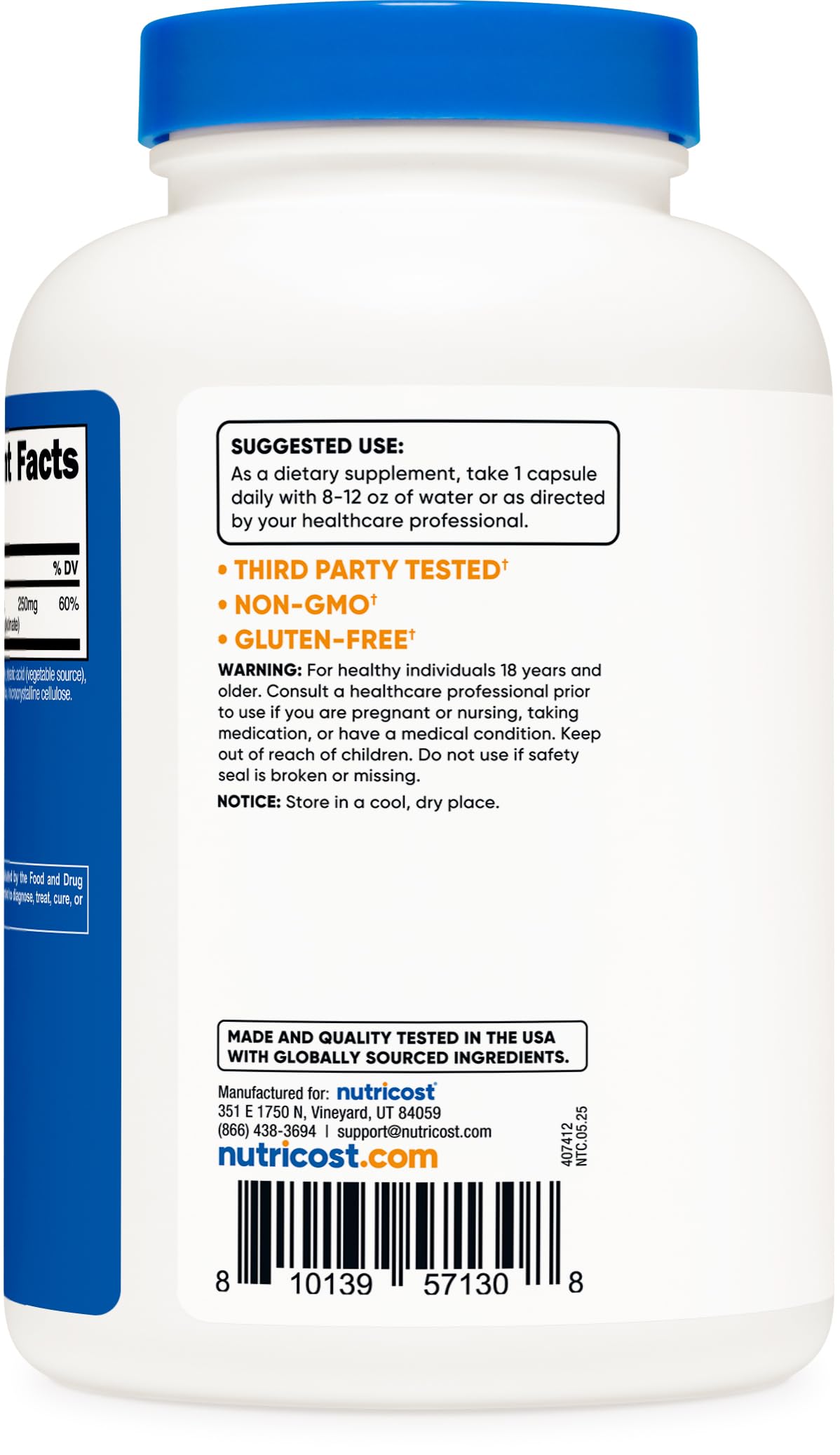Nutricost Magnesium Complex daily-use setup on a kitchen counter.