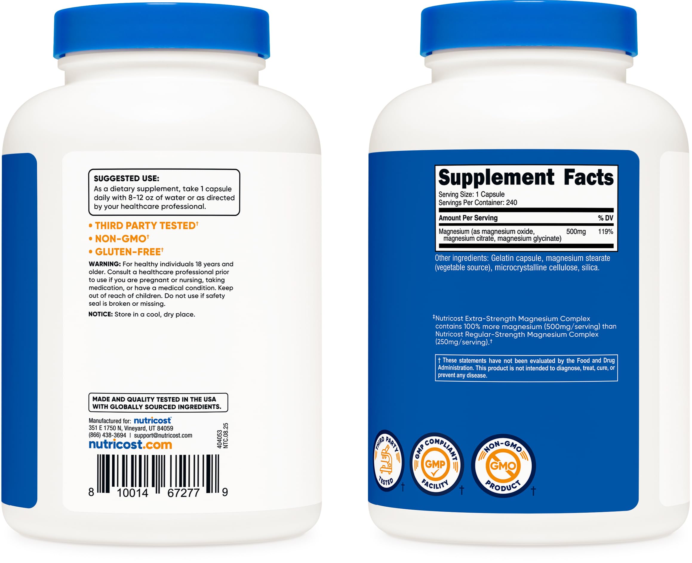Nutricost Magnesium Complex serving spoon suggesting dosage ideas.