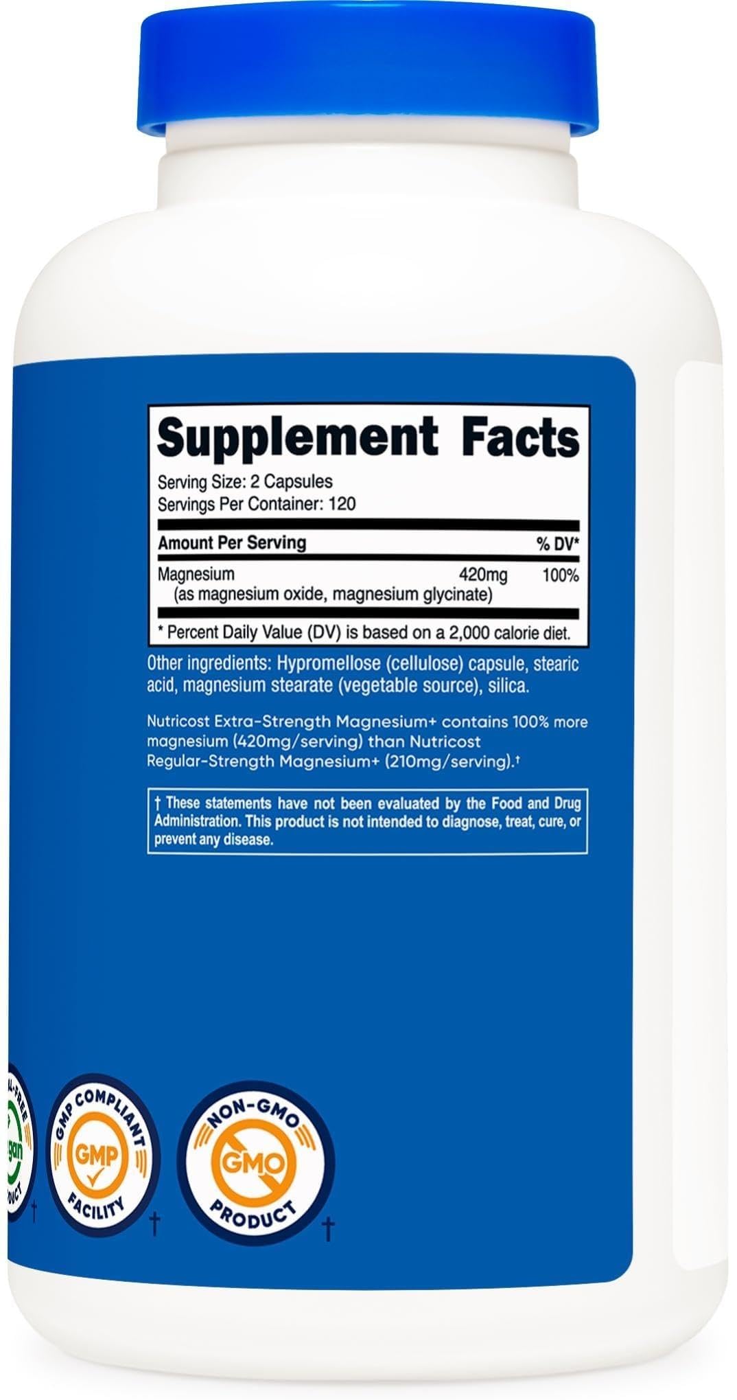Nutricost Magnesium+ Extra Strength pack-2 image illustrating the two-bottle bundle