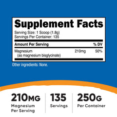 Nutricost magnesium glycinate powder with included scoop for accurate servings.