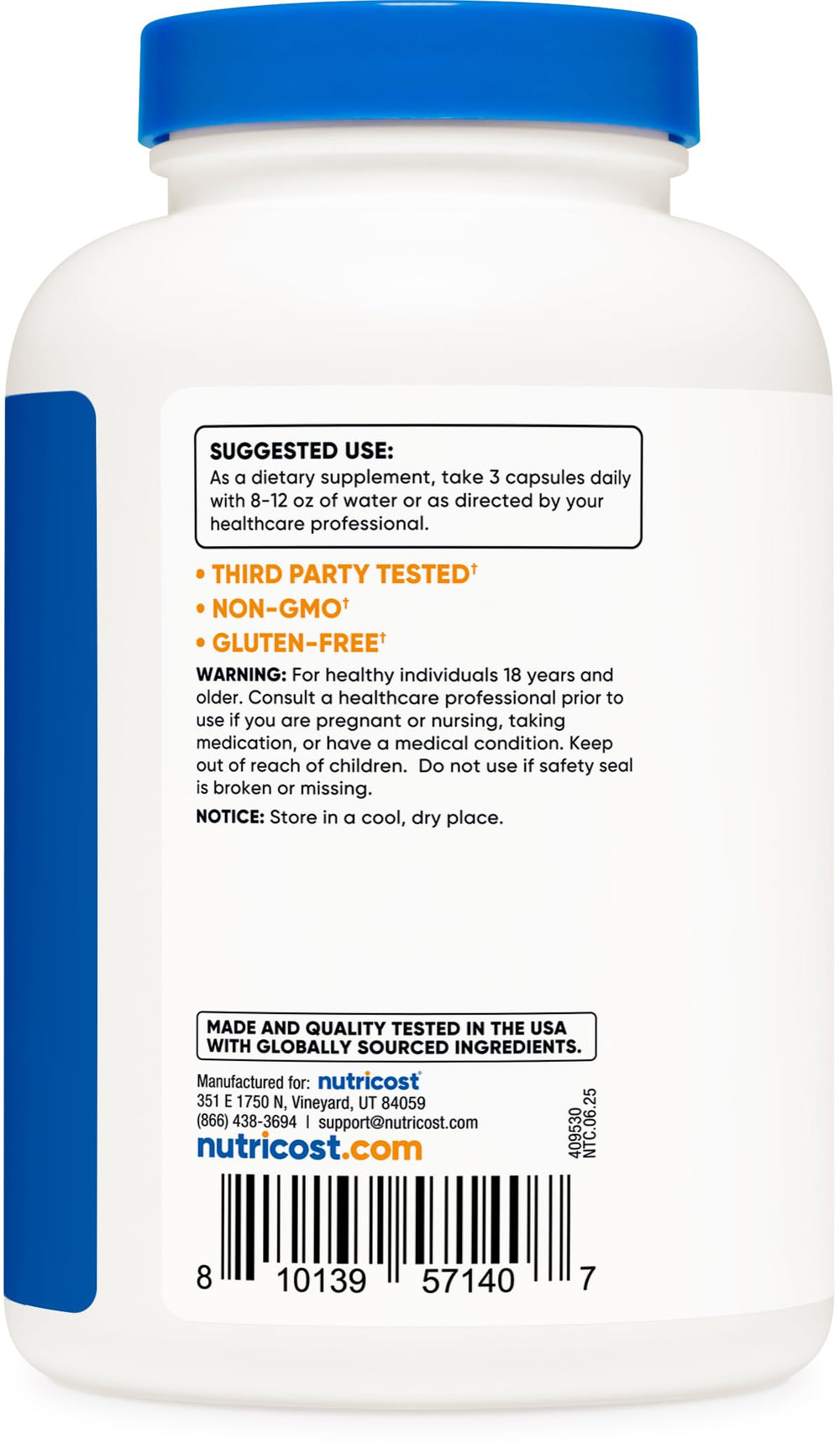 Nutricost third party testing badge signaling quality assurance