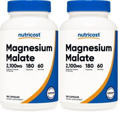 Nutricost Magnesium Malate bottle front, vegetarian capsules designed for daily support.