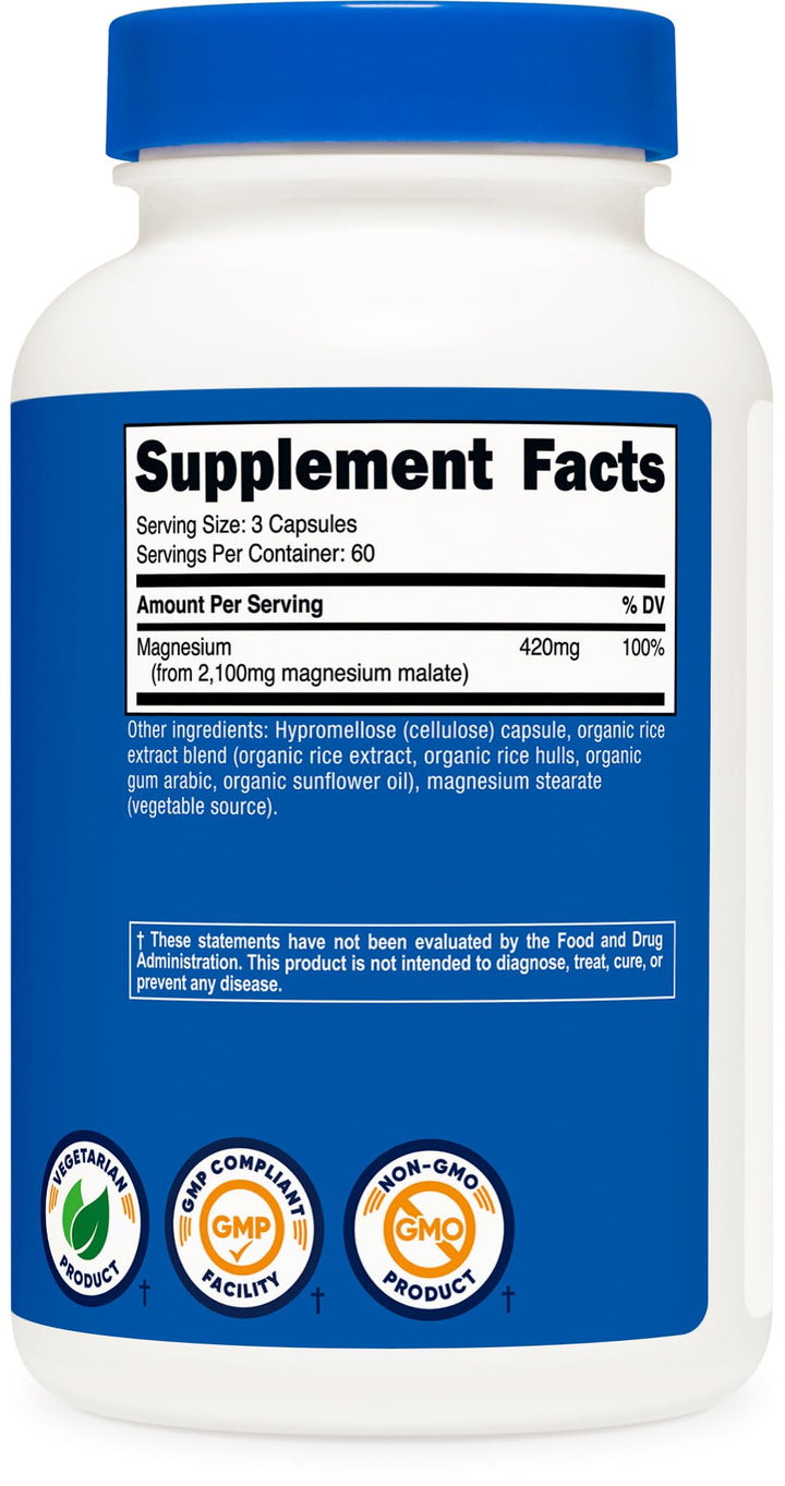 Nutricost Magnesium Malate ingredient graphic with molecular structure.