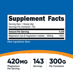 Nutricost Magnesium Malate scoop measuring one serving for easy daily use.