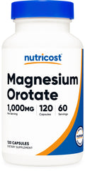 Nutricost Magnesium Orotate capsules bottle showing label for easy daily magnesium intake.