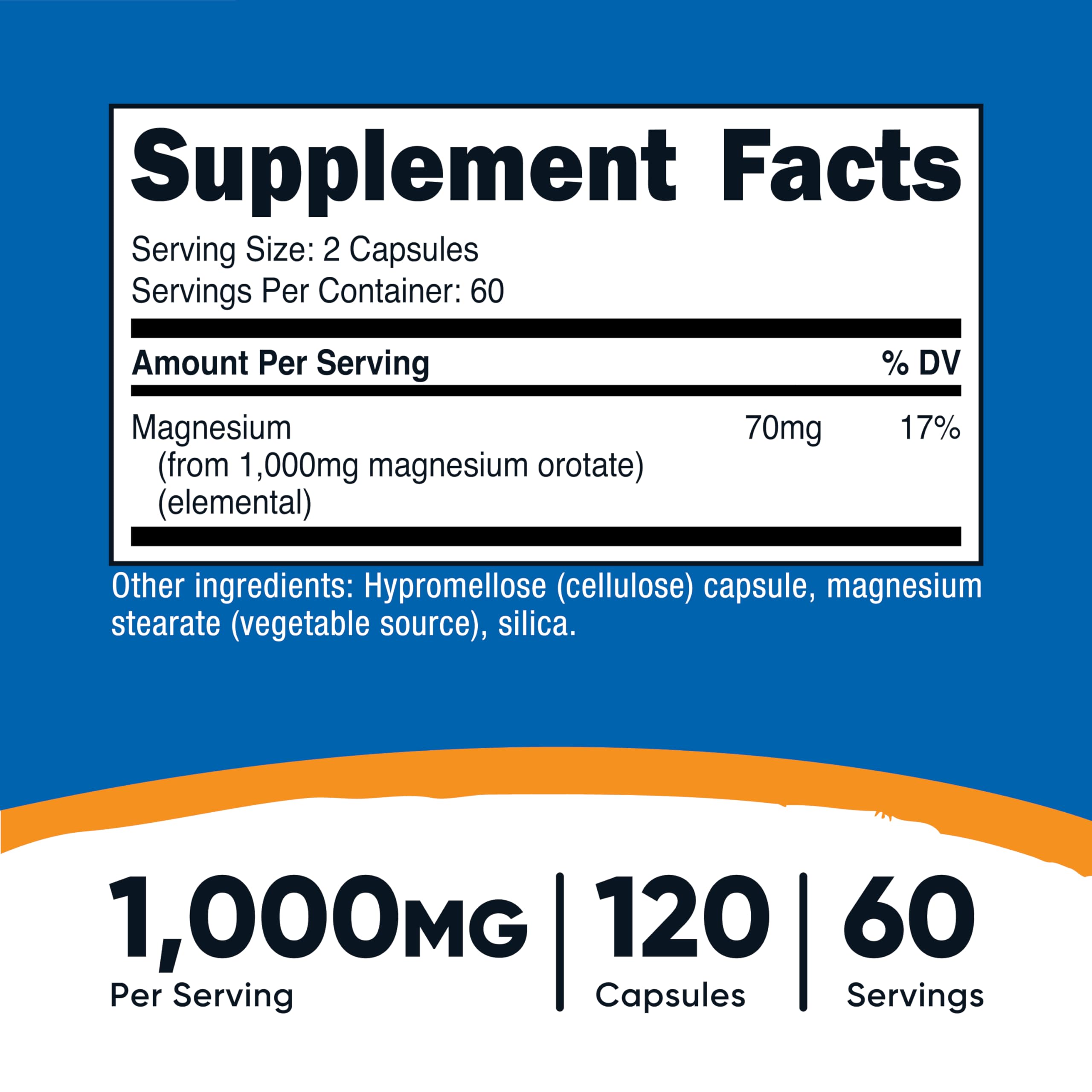 Close-up of Nutricost Magnesium Orotate capsules for convenient vegetarian supplement.