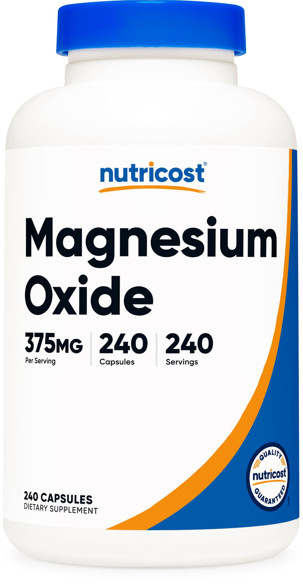 Nutricost Magnesium Oxide bottle with 240 capsules for daily magnesium support.