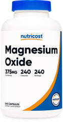 Nutricost Magnesium Oxide bottle with 240 capsules for daily magnesium support.