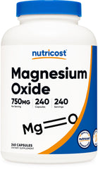 Nutricost Magnesium Oxide bottle with 240 capsules for daily magnesium support.