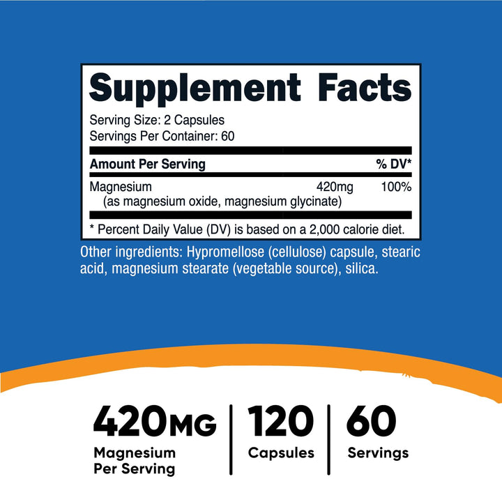 Nutricost Magnesium+ capsules pour demonstrates easy-to-swallow, plant-based capsules.