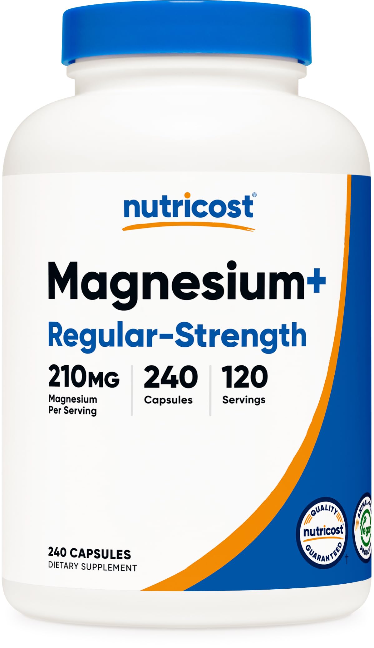 Nutricost Magnesium+ regular-strength bottle showing convenient daily magnesium support