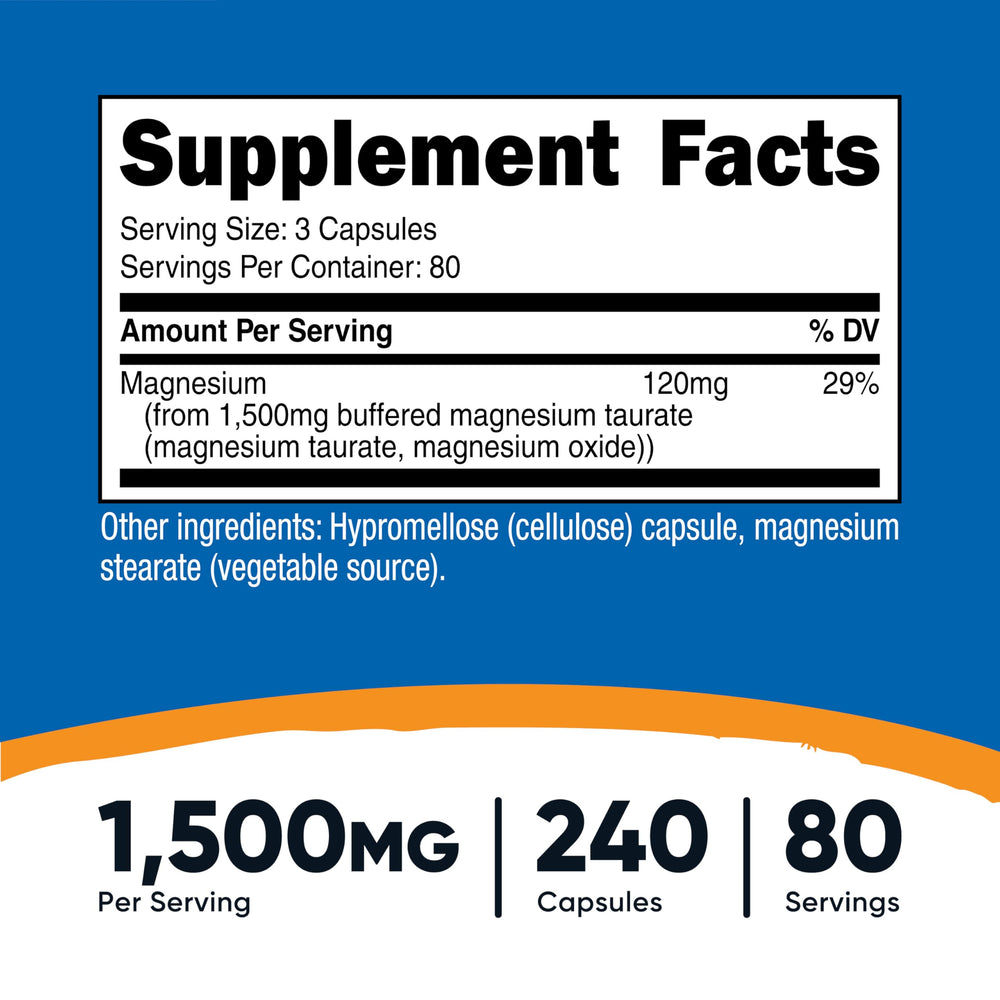 Nutricost Magnesium Taurate capsules designed for easy daily use