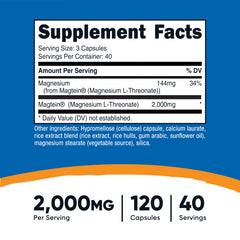 Nutricost Magtein bottle label closeup showing Magtein and non-GMO attributes