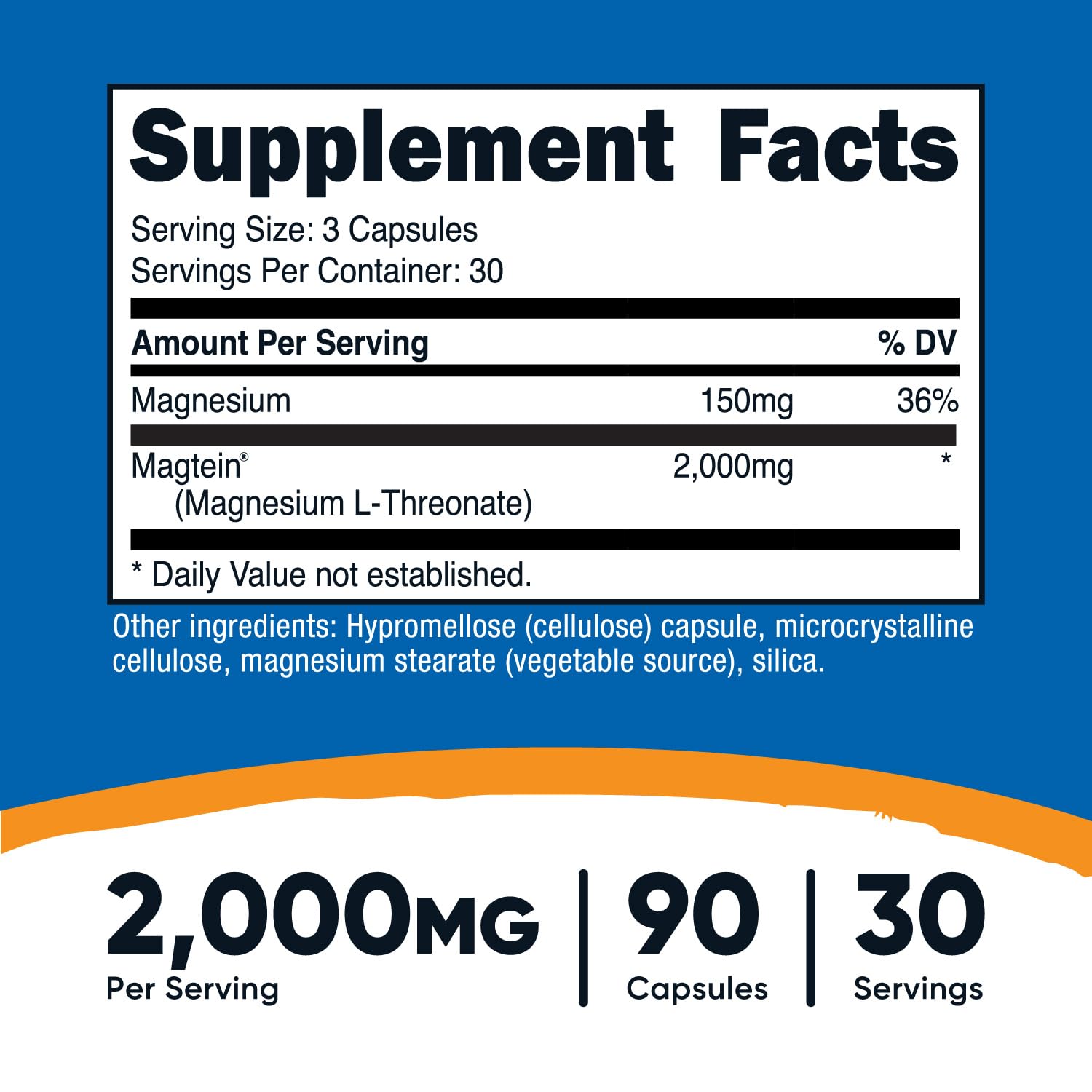 Nutricost Magtein capsules close-up highlighting vegetarian formula for plant-based diets.