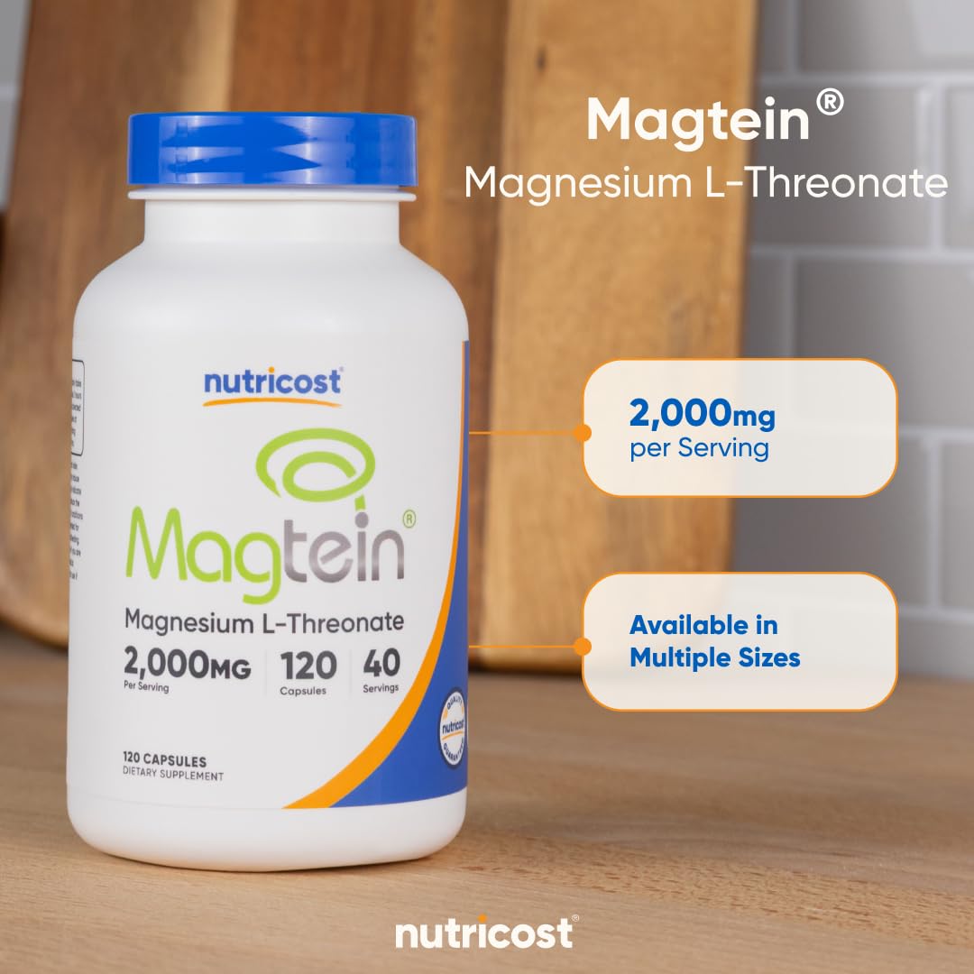 Nutricost Magtein packaging highlights gluten-free and vegetarian-friendly options