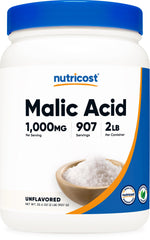 Nutricost Malic Acid Powder 2lbs bottle provides easy at-home dosing.