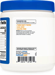 Nutricost Malic Acid Powder label highlighting gluten-free and non-GMO qualities