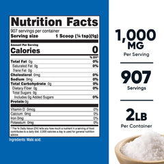 Nutricost Malic Acid powder with included scoop enables precise servings.