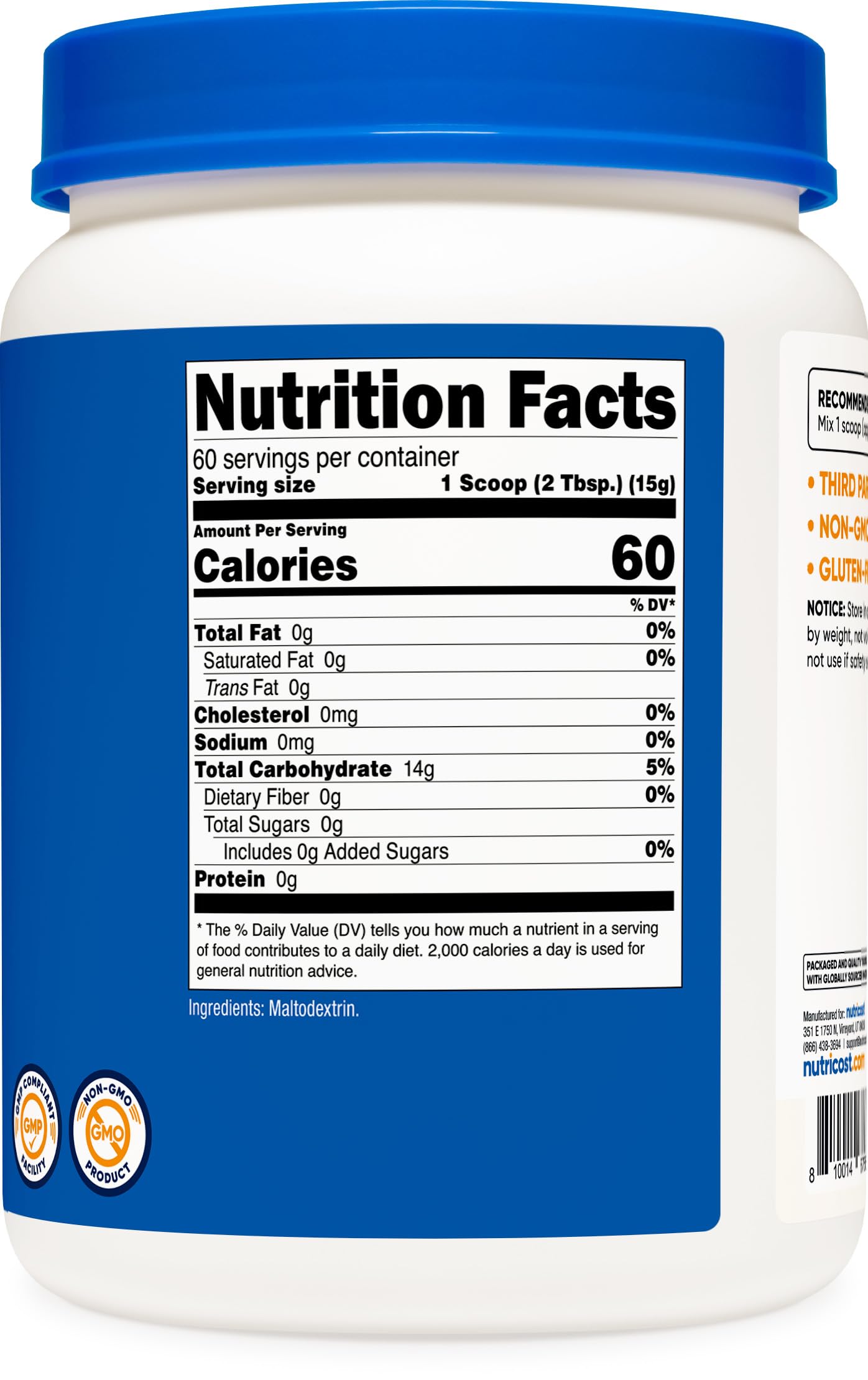 Nutricost Maltodextrin powder unflavored for versatile recipes