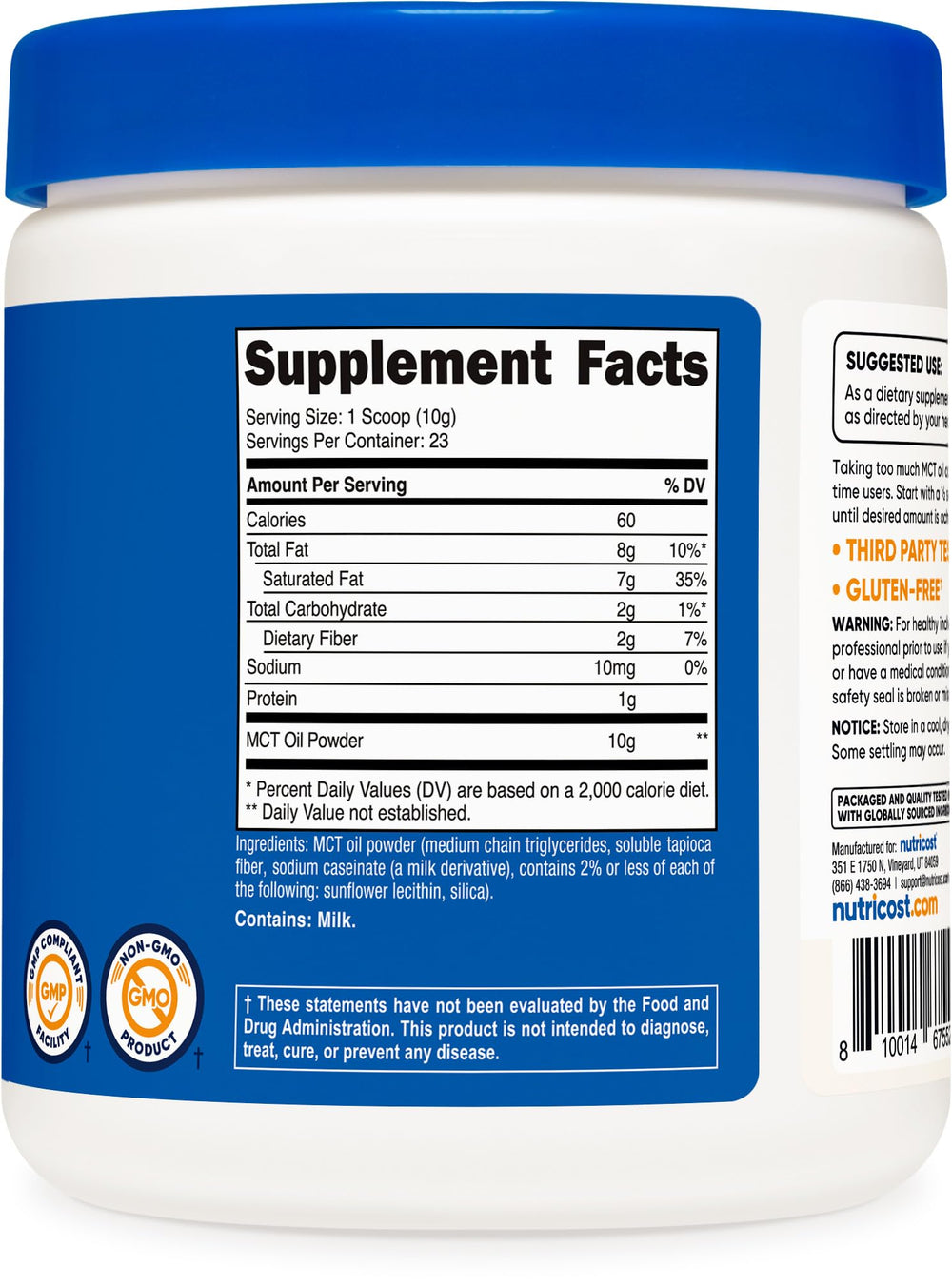 Nutricost MCT Oil Powder coffee creamer option with zero net carbs.