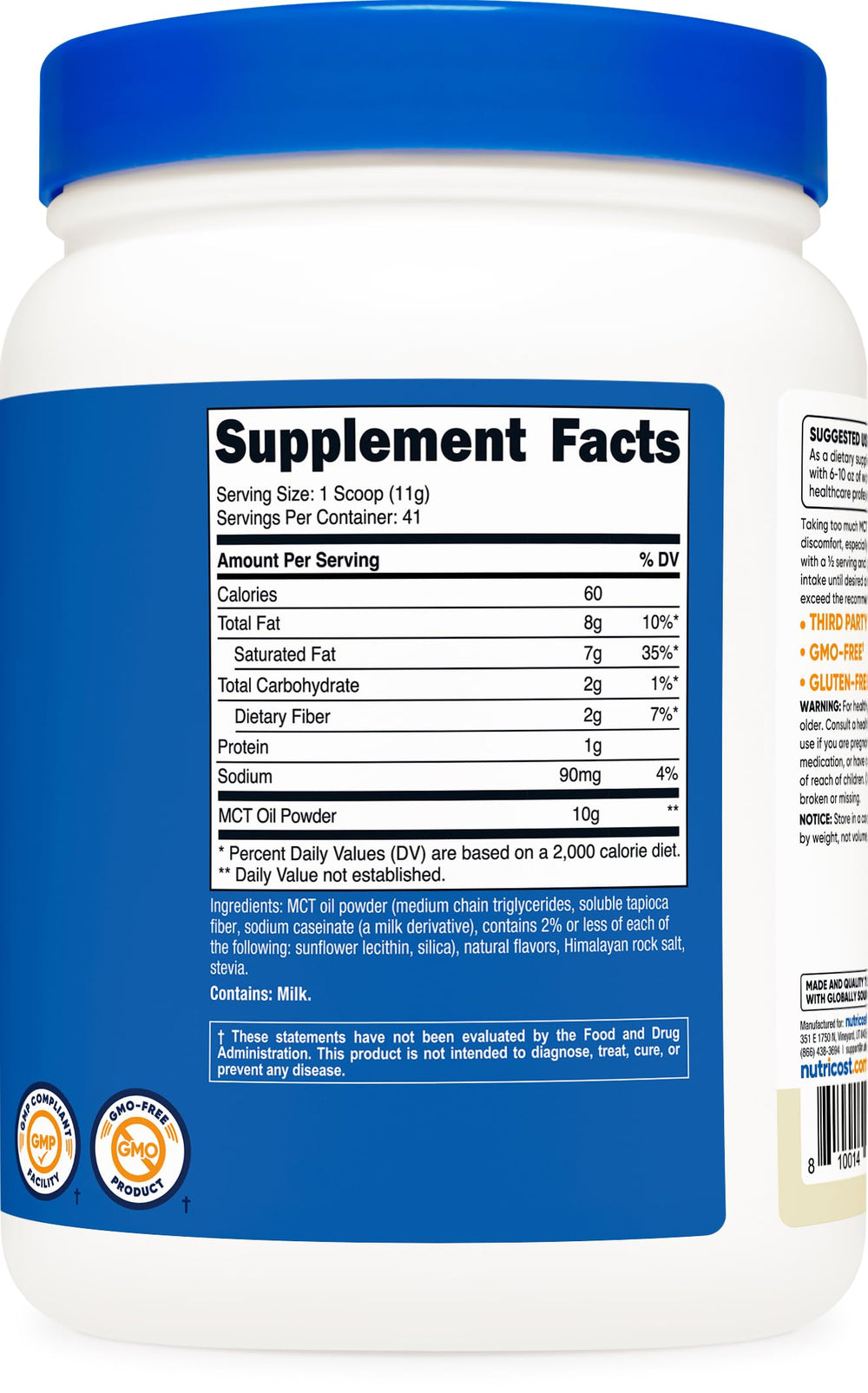 Nutricost MCT Oil Powder vanilla in glass with water.