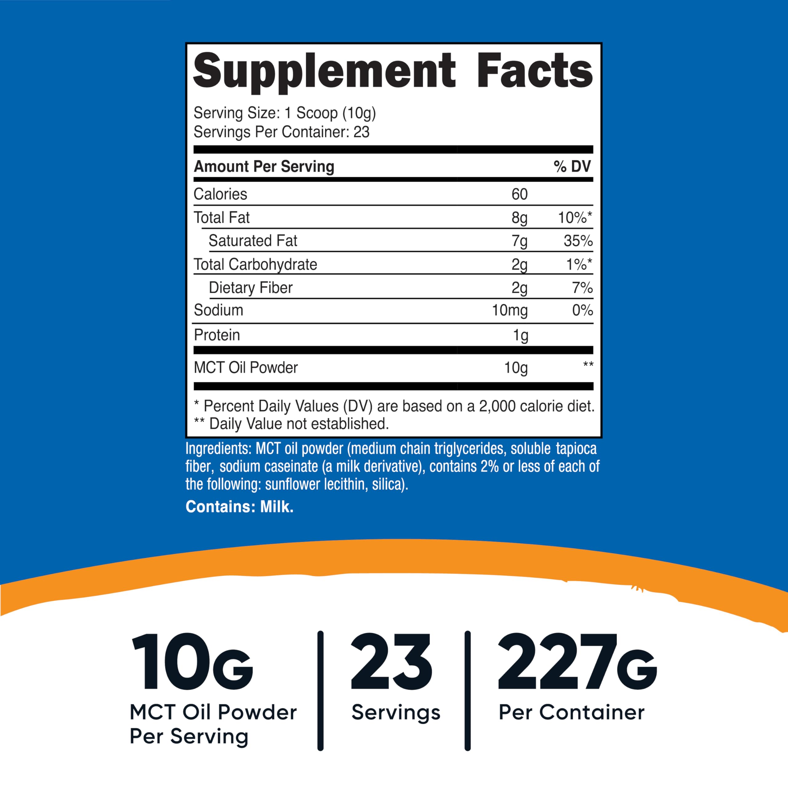 Nutricost MCT Oil Powder scoop for precise on‑the‑go fueling.