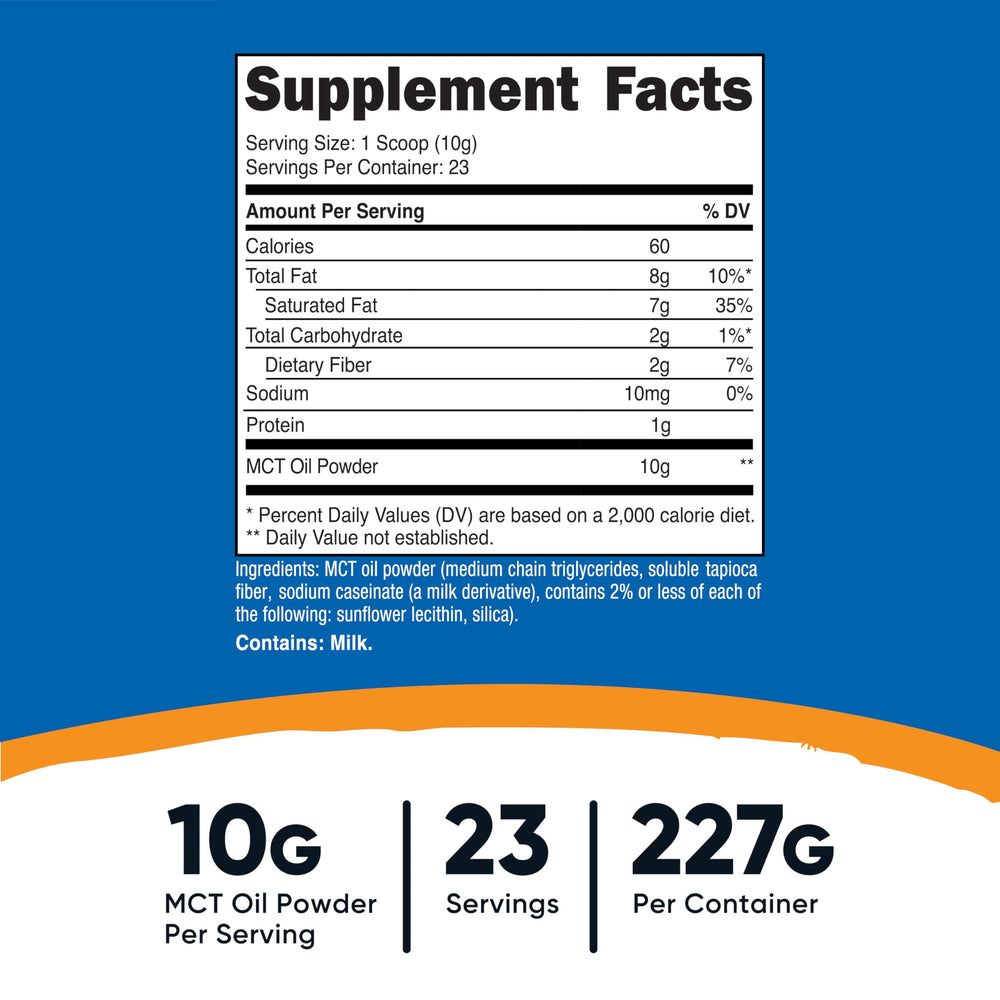 Nutricost MCT Oil Powder scoop for precise on‑the‑go fueling.