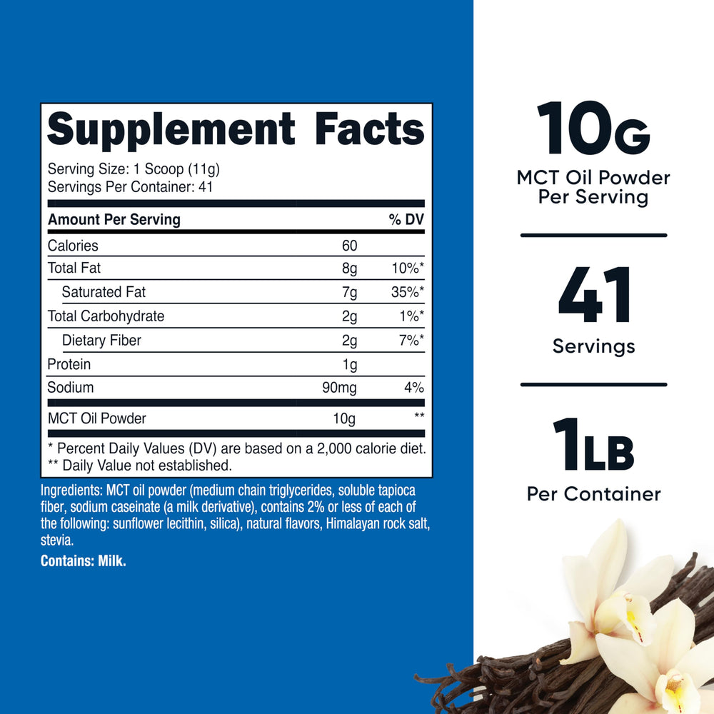 Nutricost MCT Oil Powder vanilla scoop for easy serving.