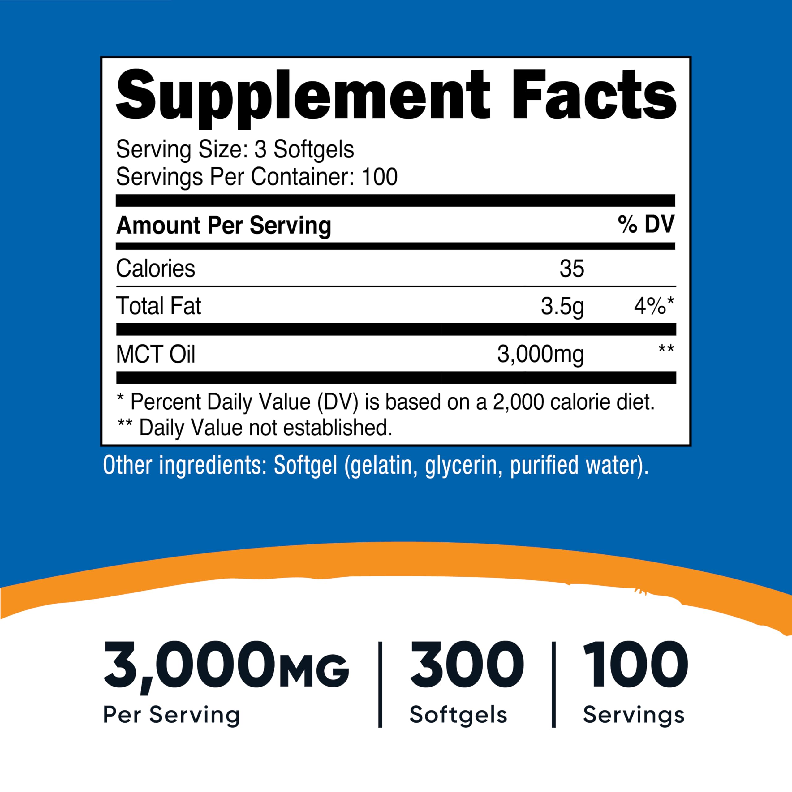 Nutricost MCT Oil Softgels capsules closeup reveals easy-to-swallow softgels