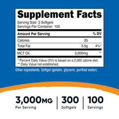 Nutricost MCT Oil Softgels capsules closeup reveals easy-to-swallow softgels