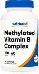 Nutricost Methylated Vitamin B Complex bottle showing the label for daily wellness.