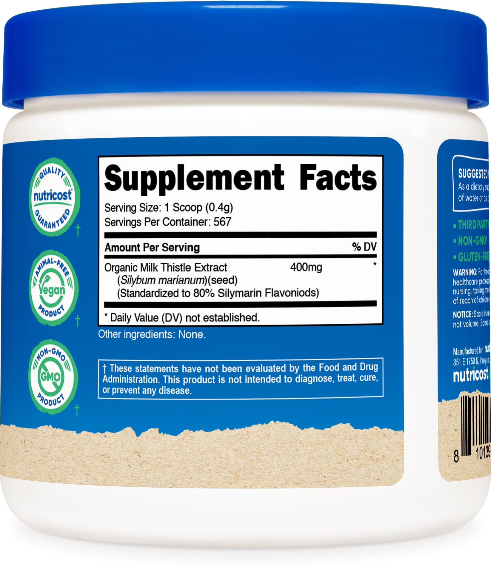 Nutricost Milk Thistle shaker cup ready for convenient daily intake
