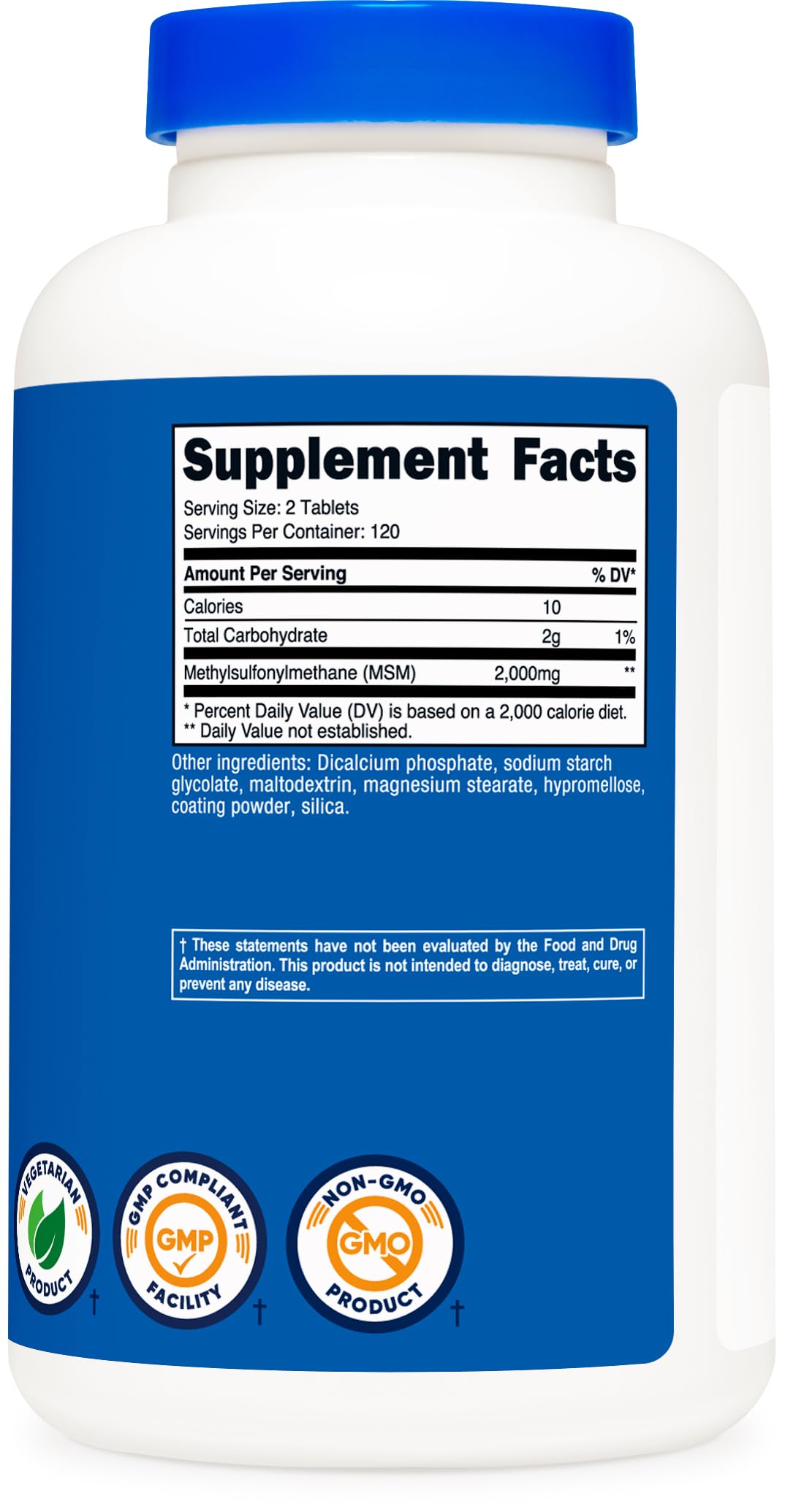 Nutricost MSM bottle in a clean GMP-ready packaging setting