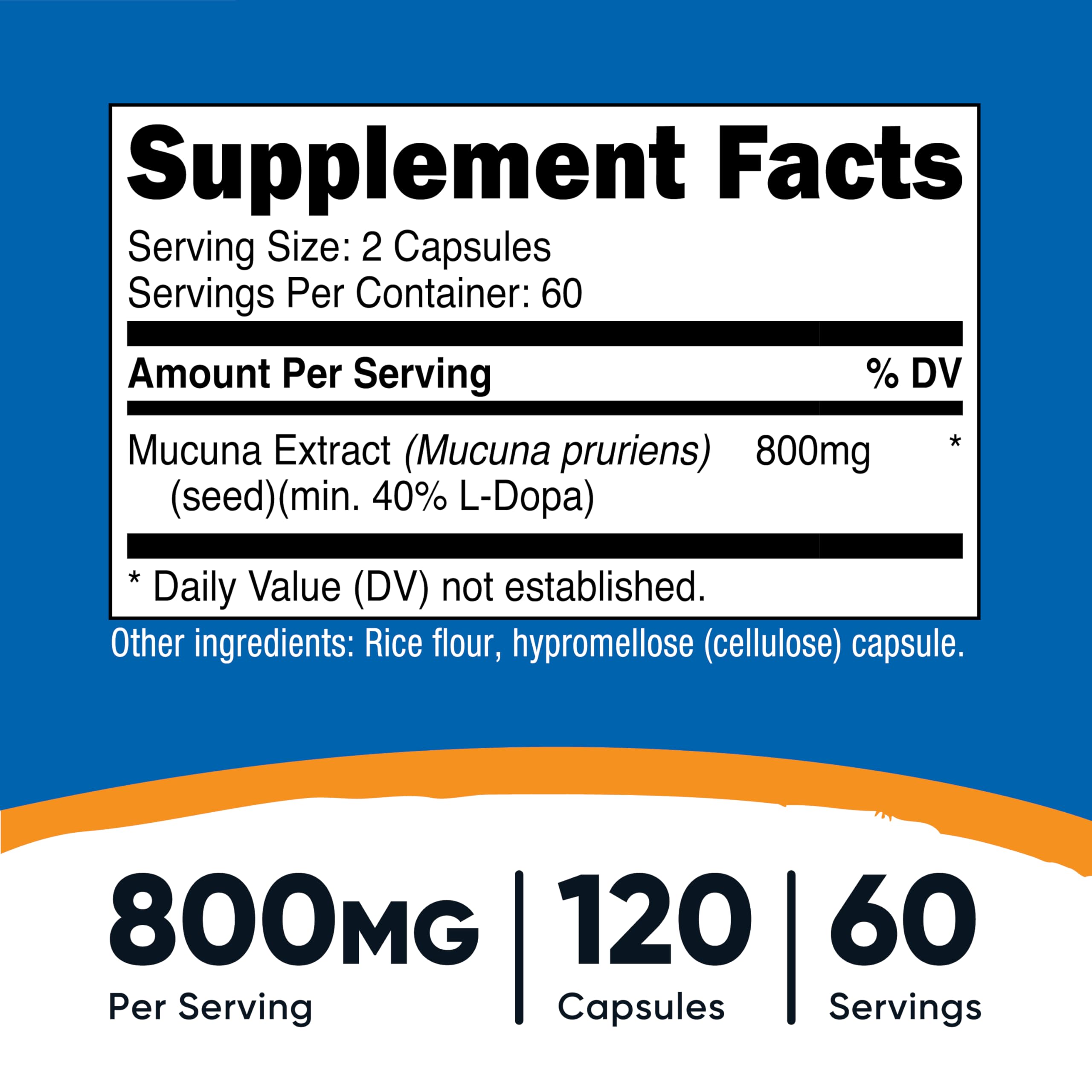 Nutricost Mucuna Pruriens 400mg capsule close-up showing potency.