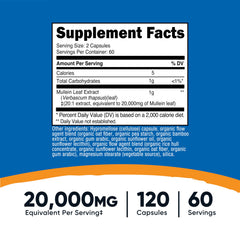 Nutricost Mullein capsules closeup highlighting vegan capsules for daily wellness routines