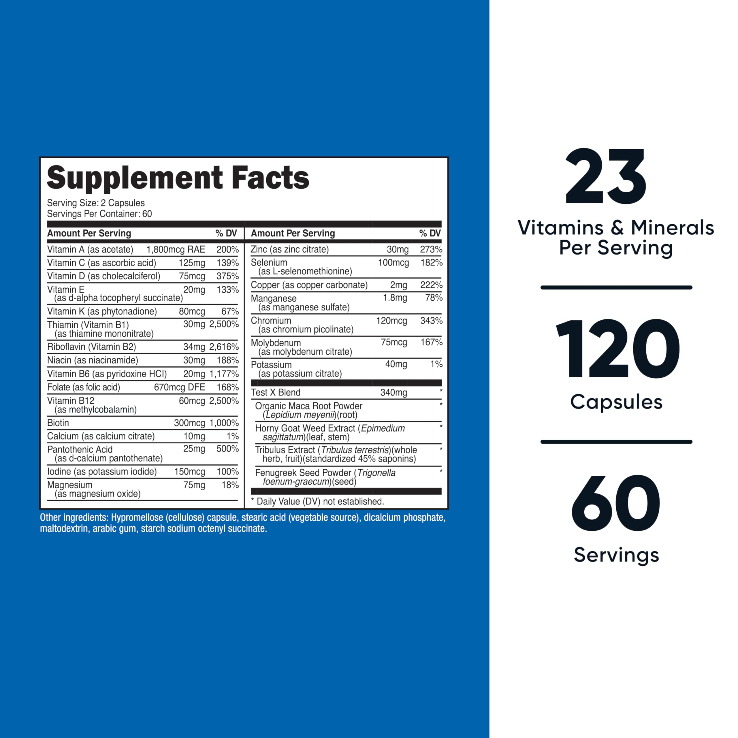 Nutricost Multivitamin for Men bottle label close-up highlighting non-GMO and gluten-free attributes