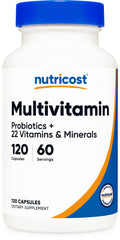 Nutricost Multivitamin with Probiotics bottle showing full daily nutrition support.