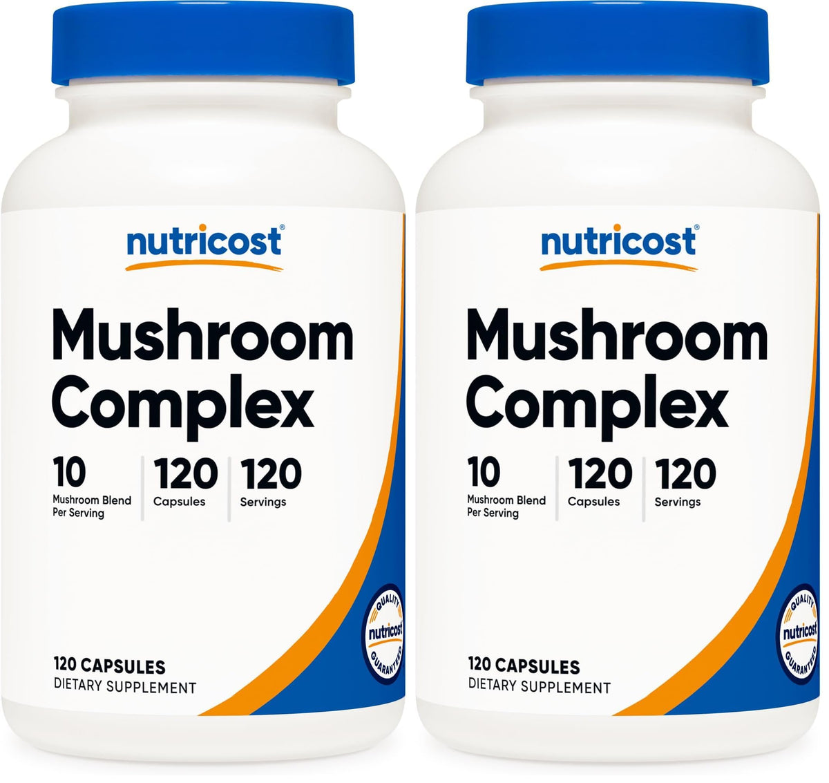 Nutricost Mushroom Complex bottle front, daily wellness support.