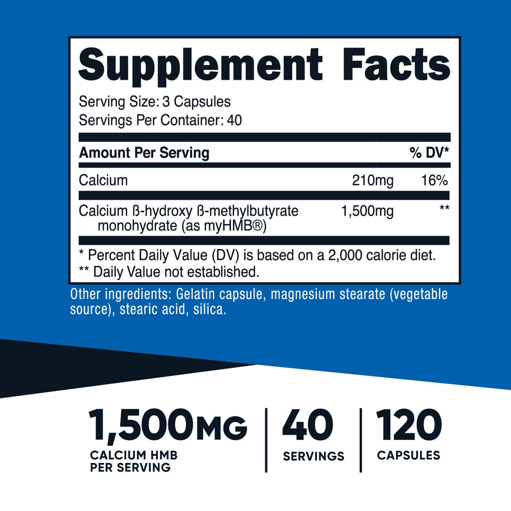 Nutricost myHMB capsule close-up shows simple daily intake.